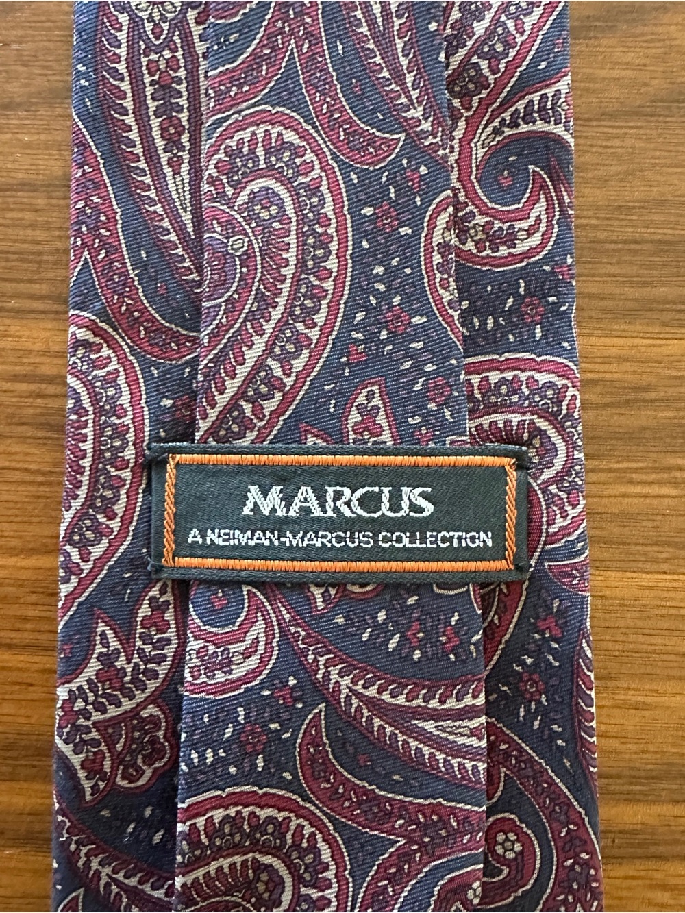 MARCS Paisley Silk Tie in Burgundy and Navy